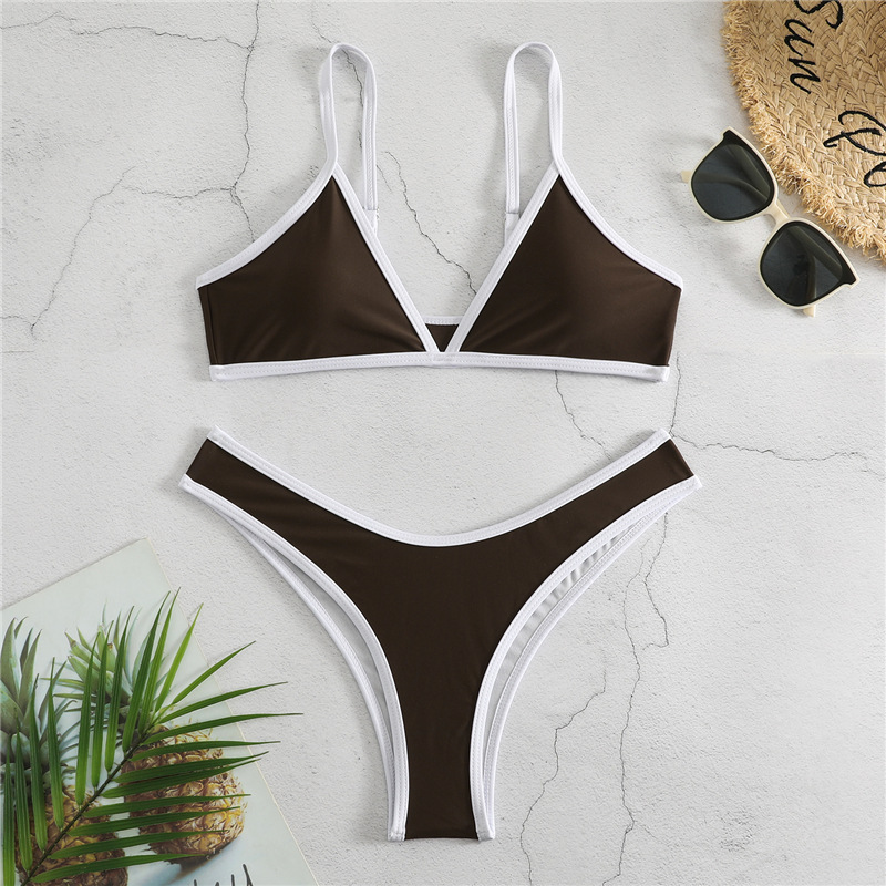 Women's Solid Colour Sports Contrast Colour Bikini