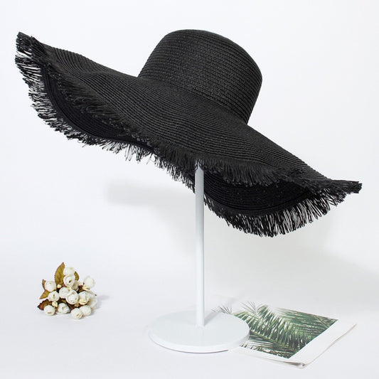 Fur-brimmed Bohemian style Straw Hat