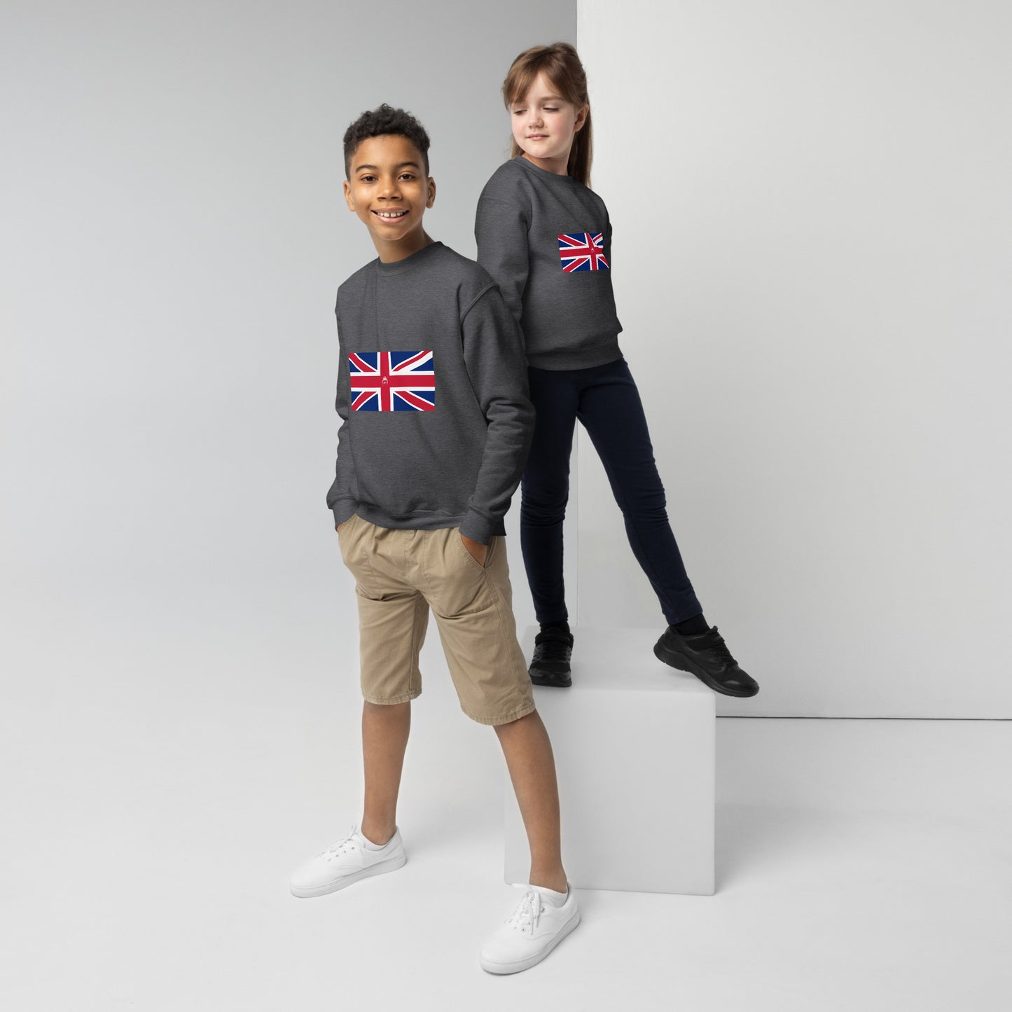 Children's Youth British Flag Crewneck Sweatshirt