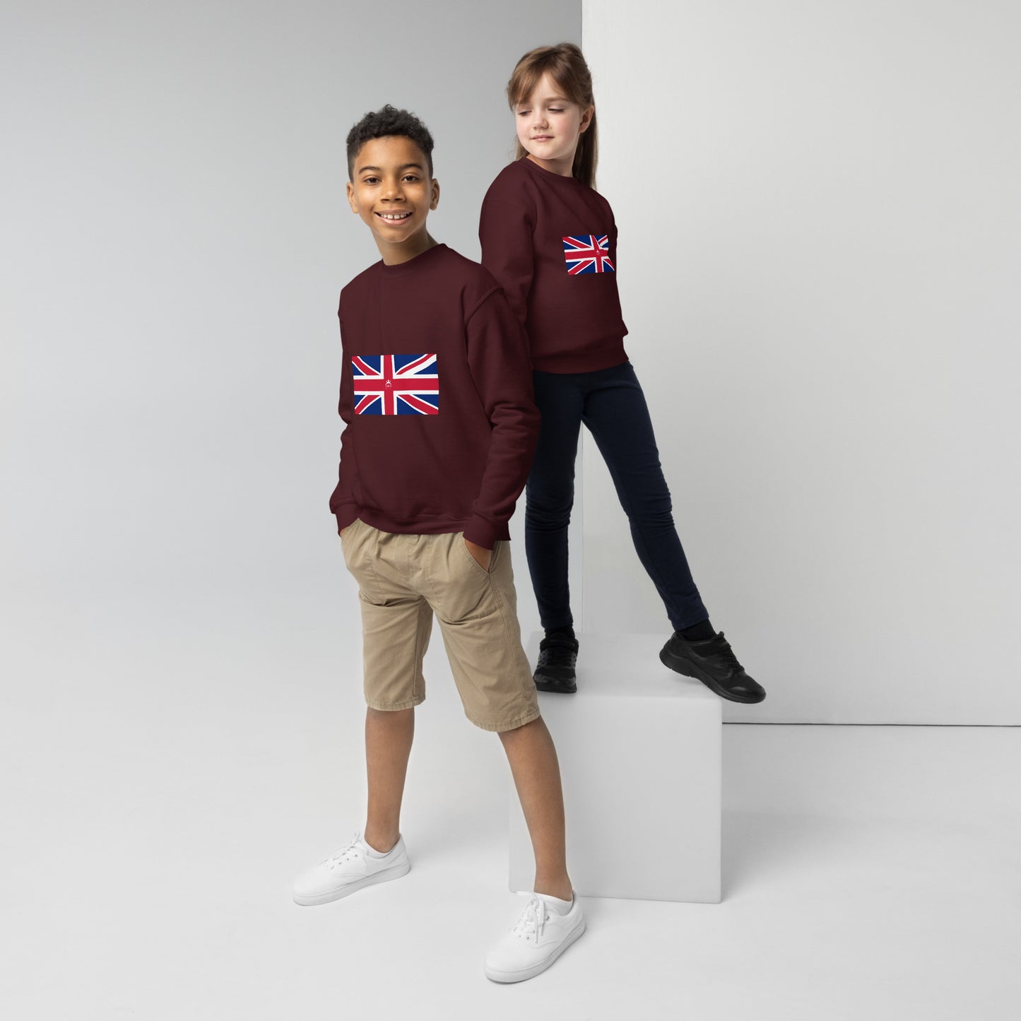 Children's Youth British Flag Crewneck Sweatshirt