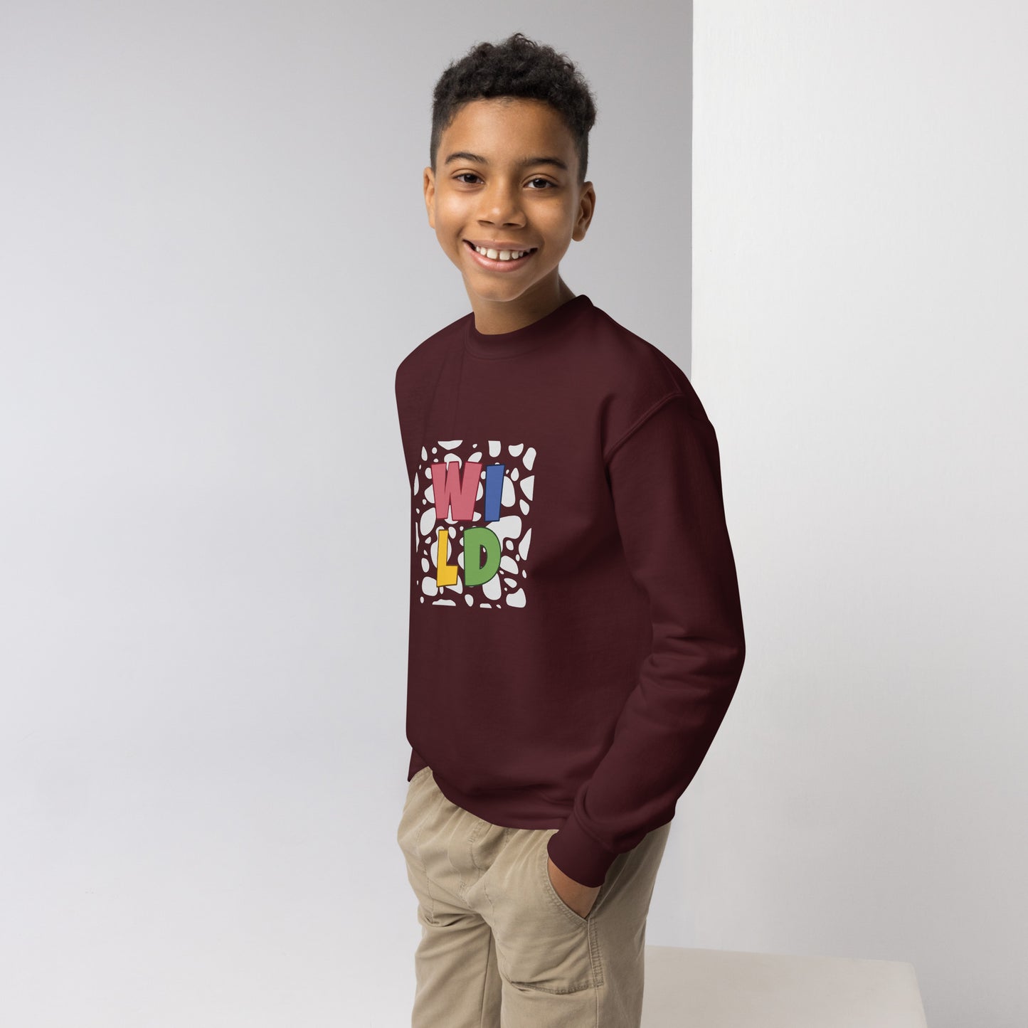 Youth "Wild" Print crewneck Sweatshirt