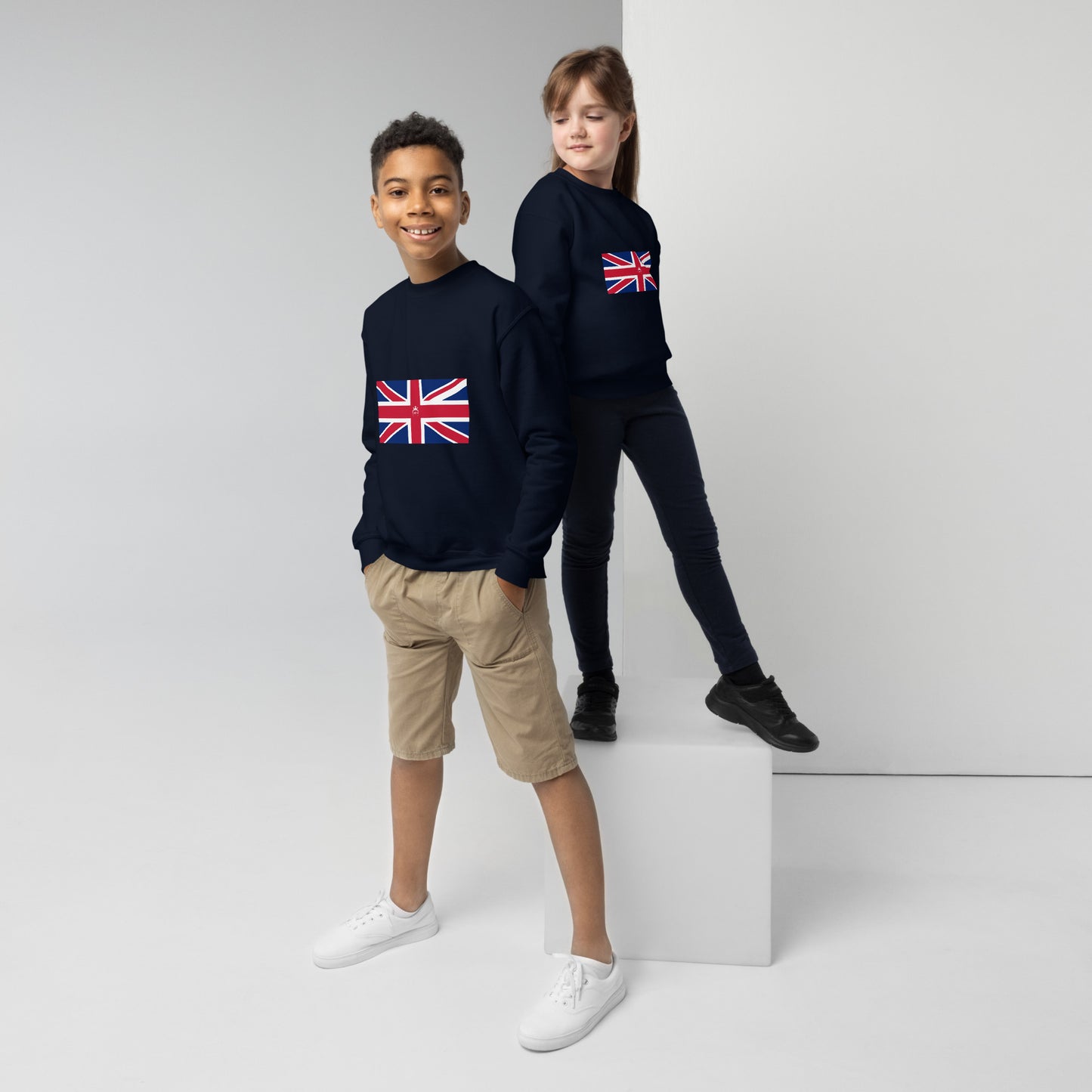 Children's Youth British Flag Crewneck Sweatshirt