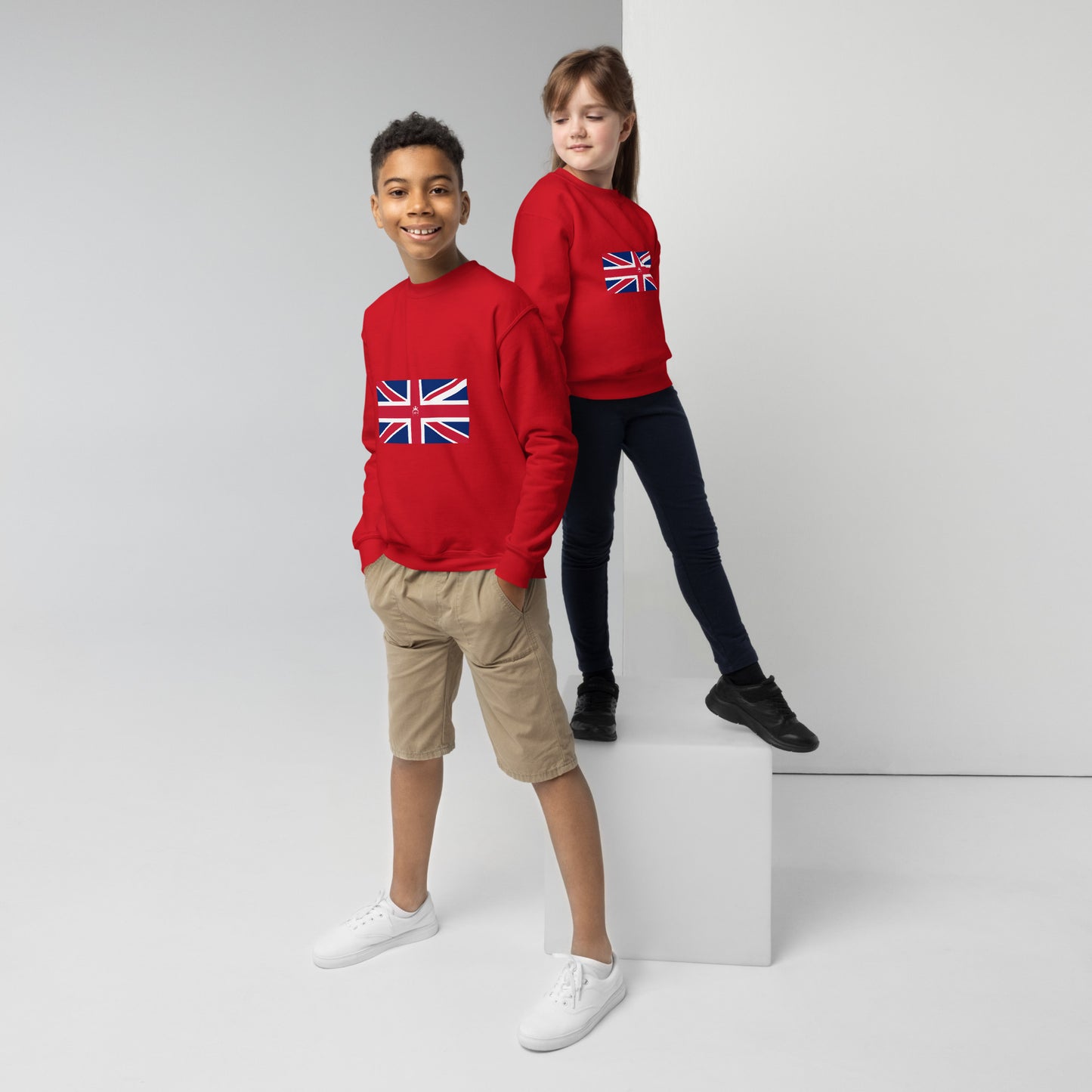 Children's Youth British Flag Crewneck Sweatshirt