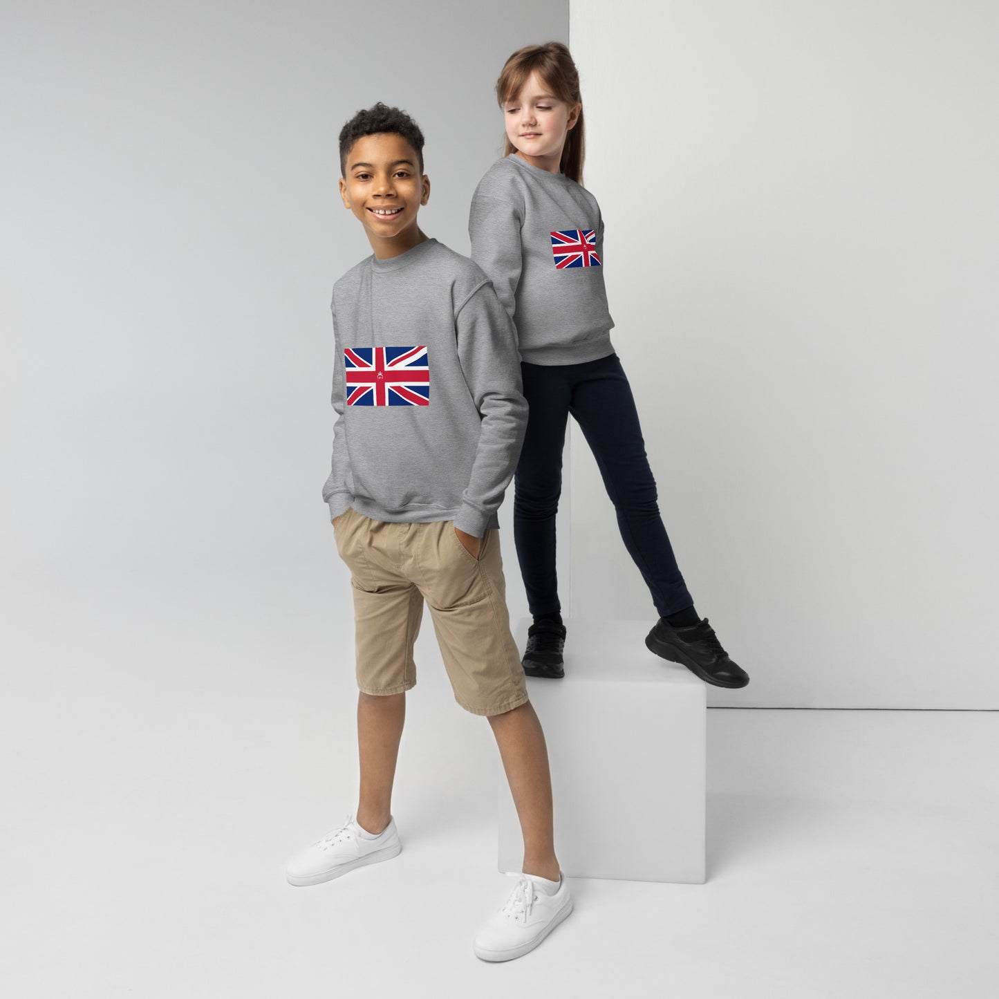 Children's Youth British Flag Crewneck Sweatshirt