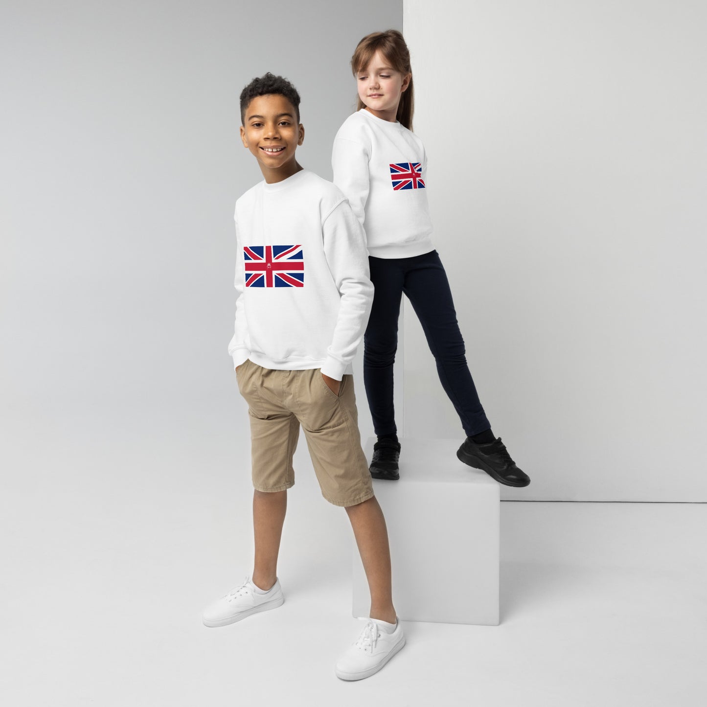 Children's Youth British Flag Crewneck Sweatshirt