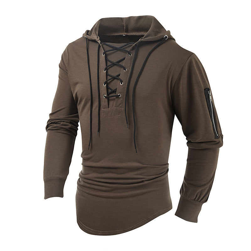 Men's new lace-up sports casual pullover Hooded Sweatshirt