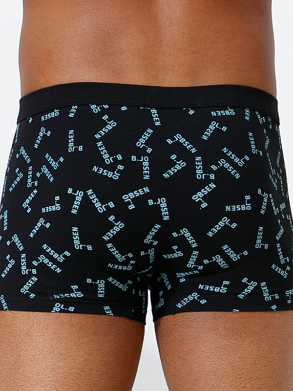 Men's Mid Waist Cotton Breathable Print Boxer Briefs