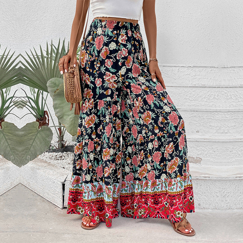 Women's Floral flared wide-leg Trousers