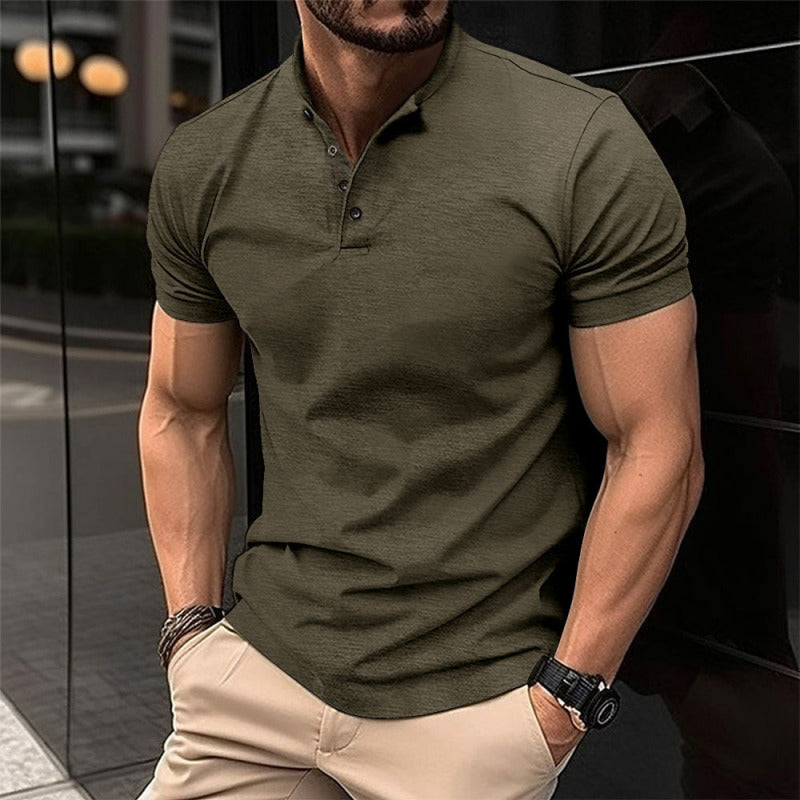 Men's Button Henley Collar Sports Polo Shirt