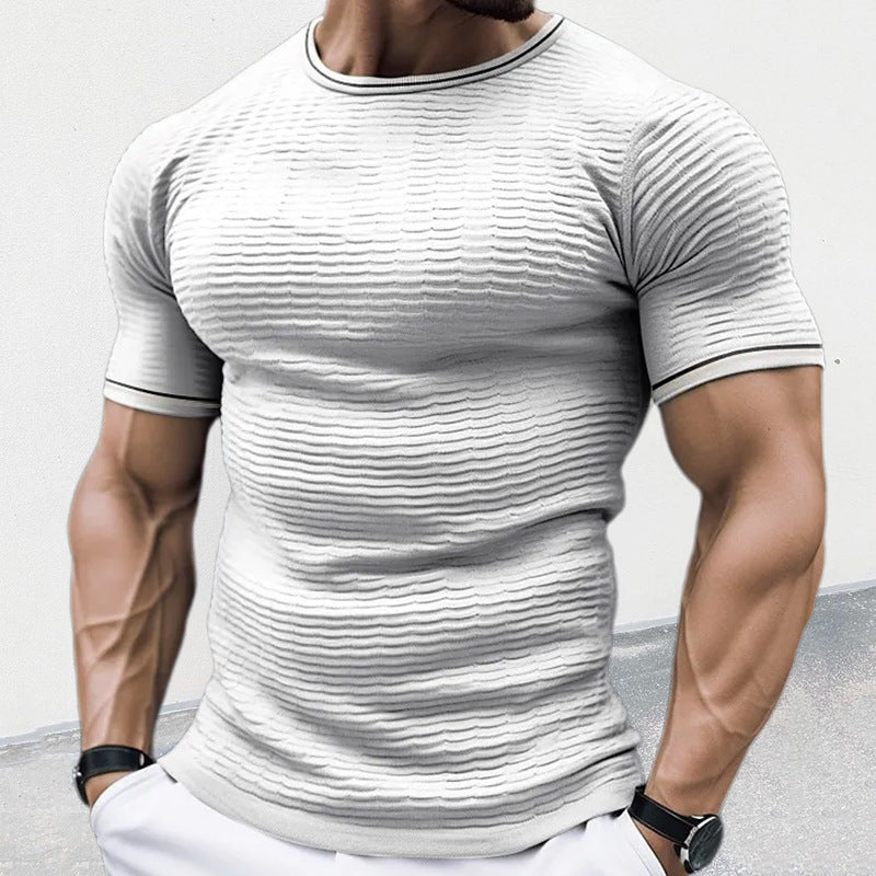 Men's Round Neck Short sleeve slim fit Knitted T-shirt