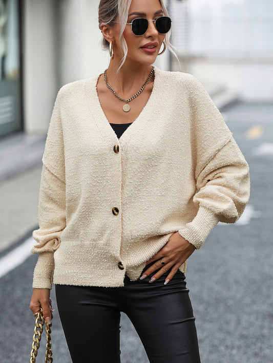 Women's V-neck Button Knitted Cardigan