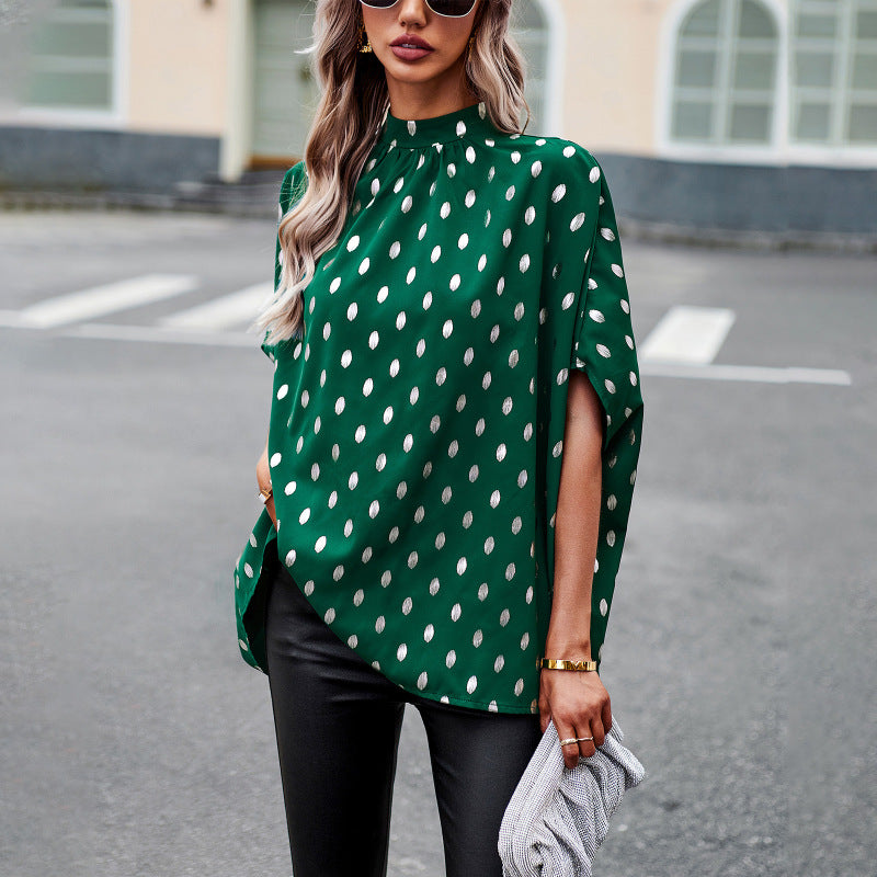 Women's Golden Polka dot temperament Long-sleeved Blouse