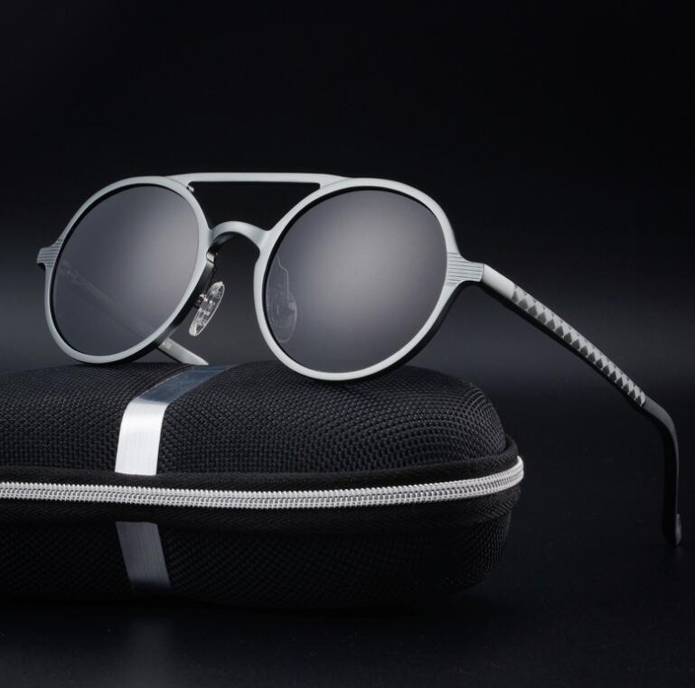 Men's Retro Aluminium Magnesium Polarized Round Sunglasses