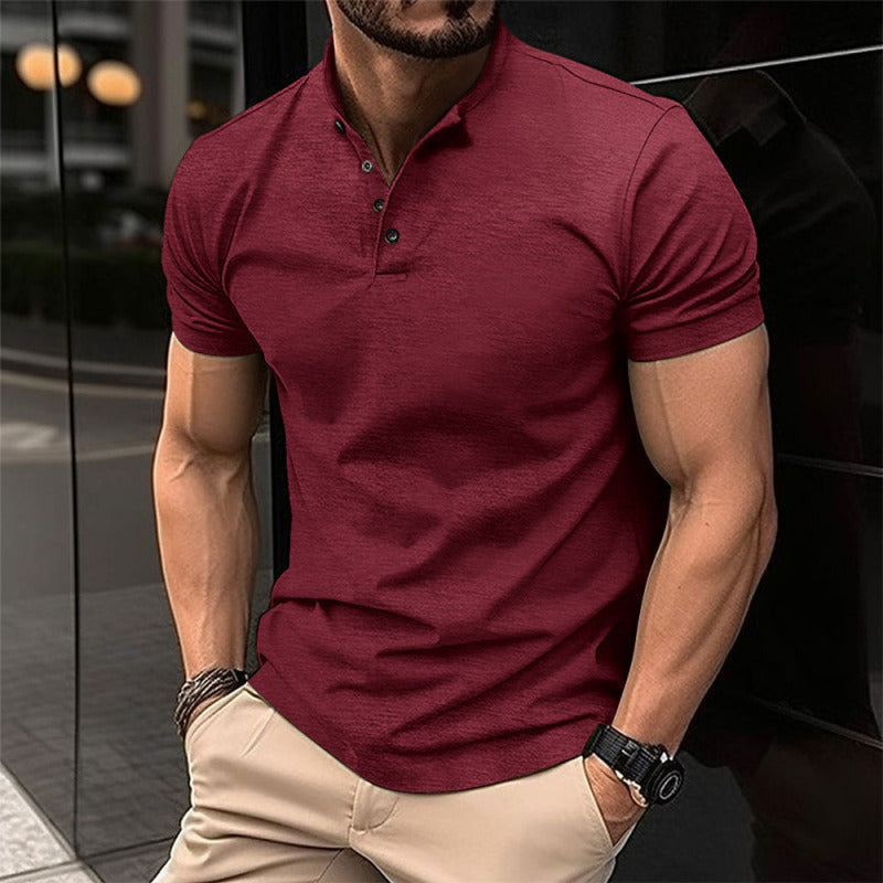 Men's Button Henley Collar Sports Polo Shirt