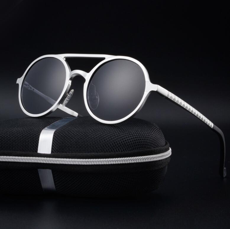 Men's Retro Aluminium Magnesium Polarized Round Sunglasses