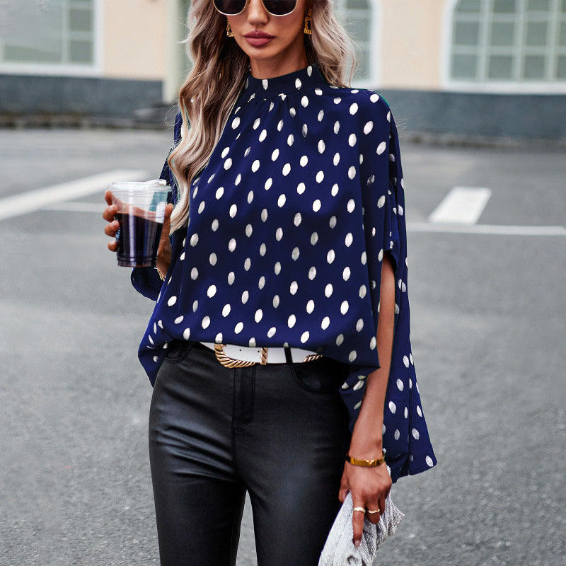 Women's Golden Polka dot temperament Long-sleeved Blouse