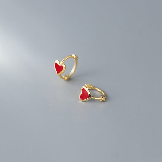 Women's Cute Red Heart Shape Earrings