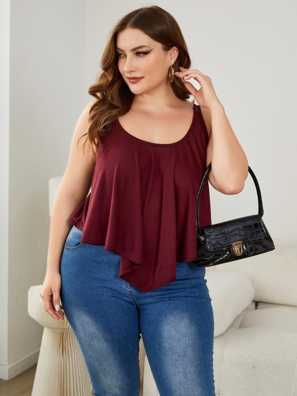 Women's Plus Size Irregular Hem Loose Suspenders Top