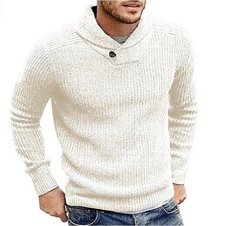 Men's Sweater Lapel Button Pullover Sweater