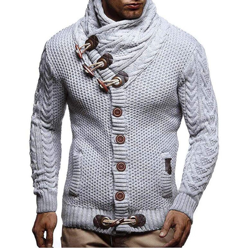 Men's Knitted Turtleneck Button Sweater