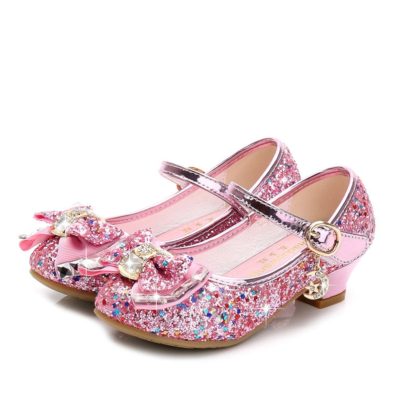 Girls Flower Glitter Butterfly Knot Shoes