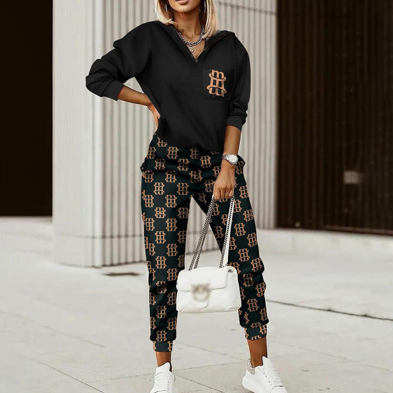 Women's Printed Long-sleeved Lounge Set