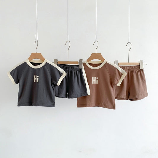 Children's Letter Print T-Shirt and Shorts Outfit Set