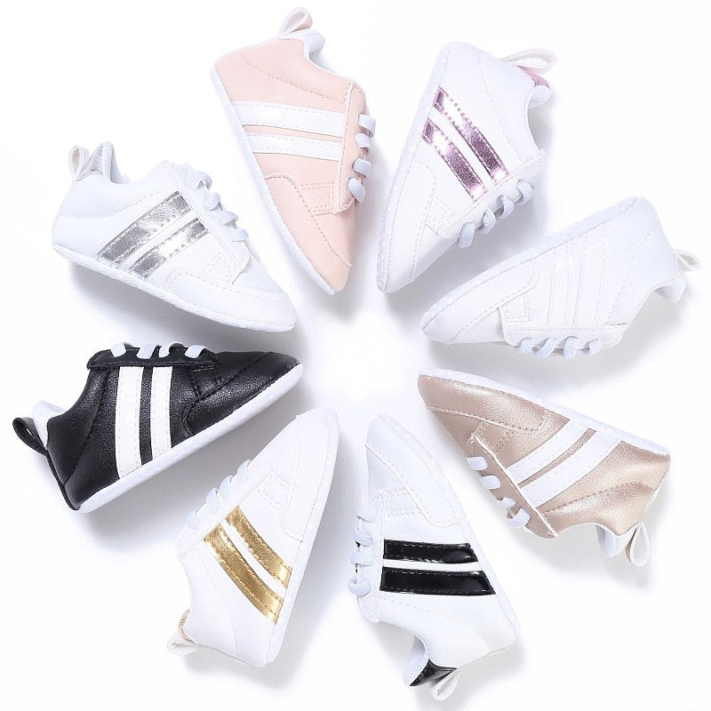 Newborn Baby Classical Sport Soft Sole PU Leather Sneakers Shoes