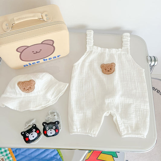 Baby, Toddler Clothes Bear Sling Romper Hat 2PCS Set