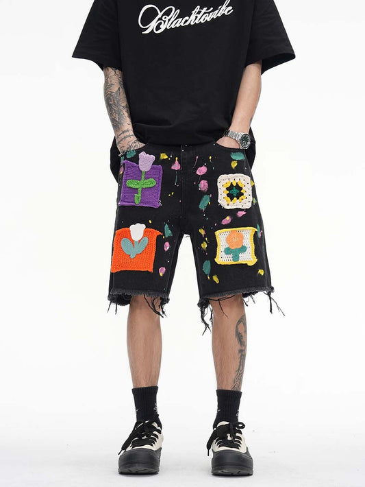 Men's Graffiti Denim Shorts