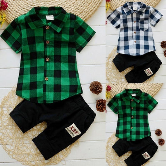 Boy's Lapel Shirt Two-piece Set