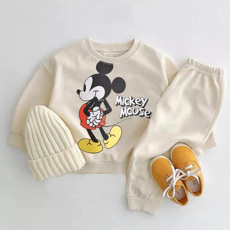 Children's Disney Mickey Mouse Pattern Sweatshirt 2PC Outfit Set