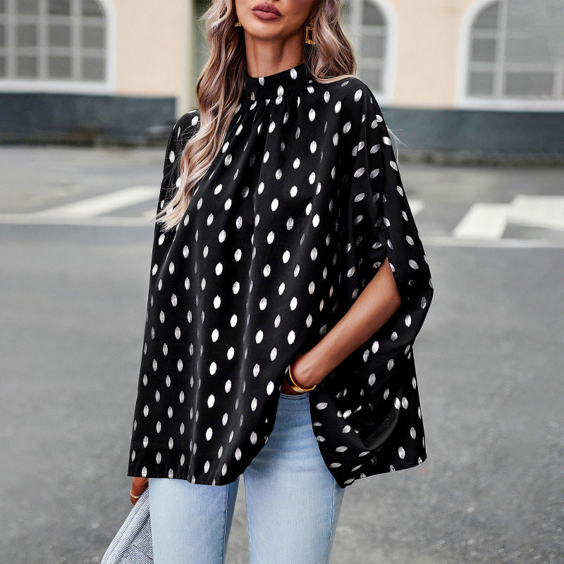 Women's Golden Polka dot temperament Long-sleeved Blouse