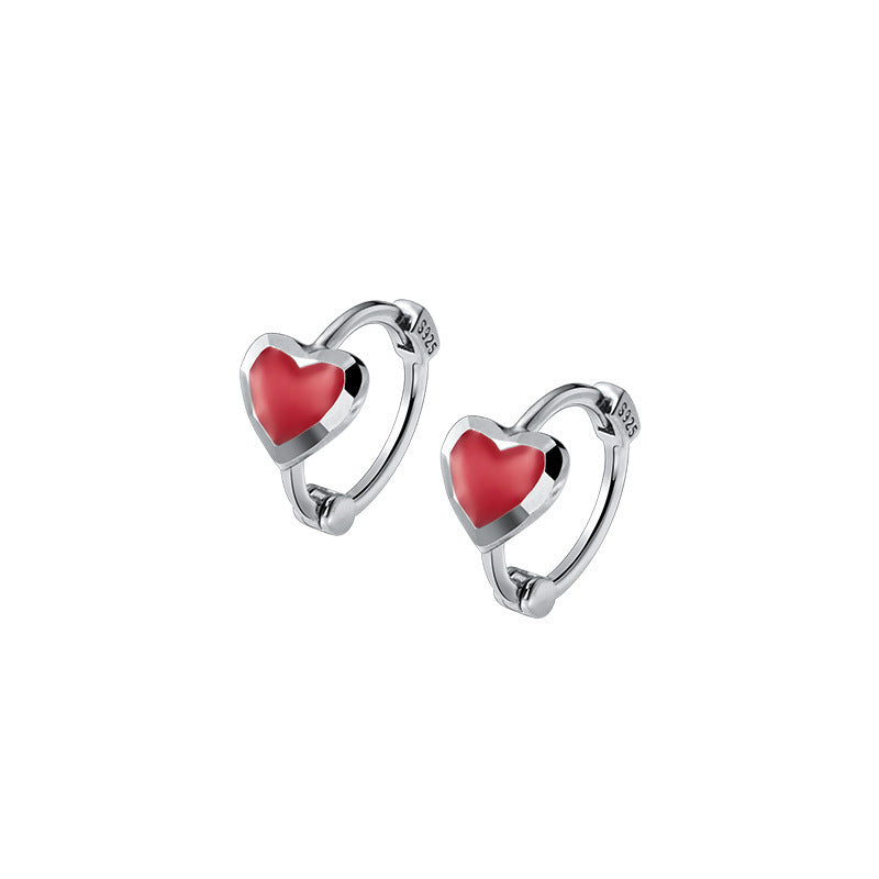 Women's Cute Red Heart Shape Earrings