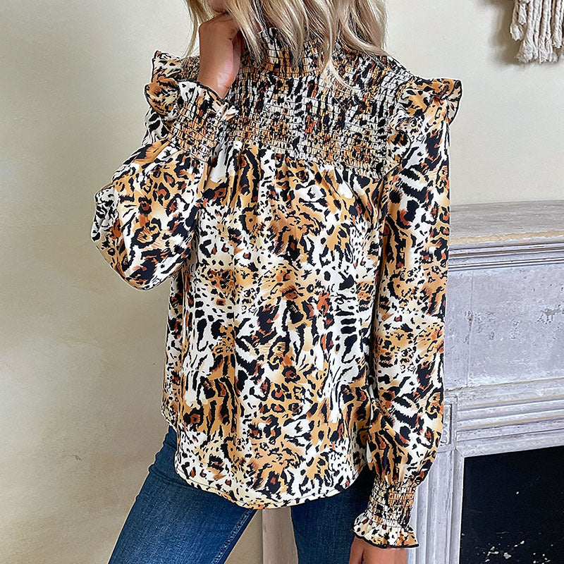 Women's leopard print long-sleeved Shirt