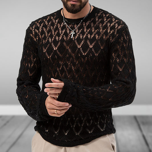 Men's hollow knitted bottoming thin Sweater