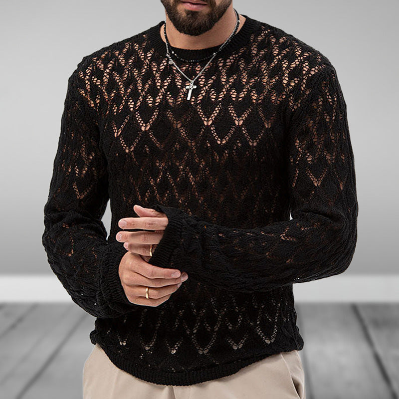 Men's hollow knitted bottoming thin Sweater