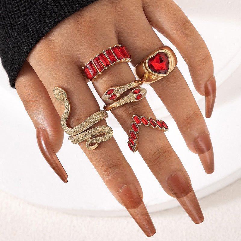 Women's Love Ins Style Five- Piece Ring Set