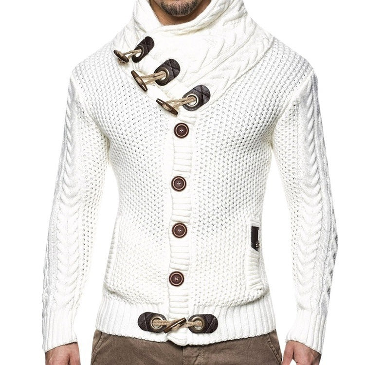 Men's Knitted Turtleneck Button Sweater