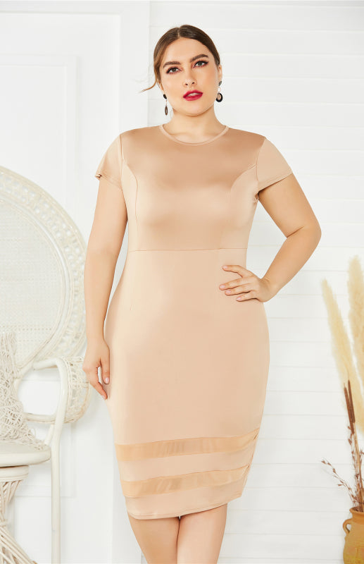 Women's Plus Size Round Neck Short Sleeve Dress