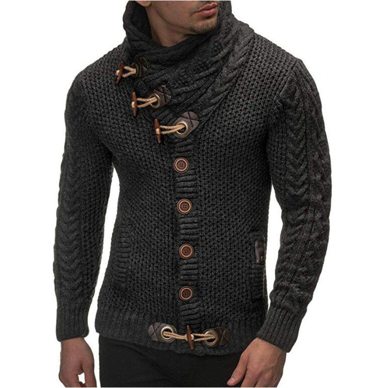 Men's Knitted Turtleneck Button Sweater