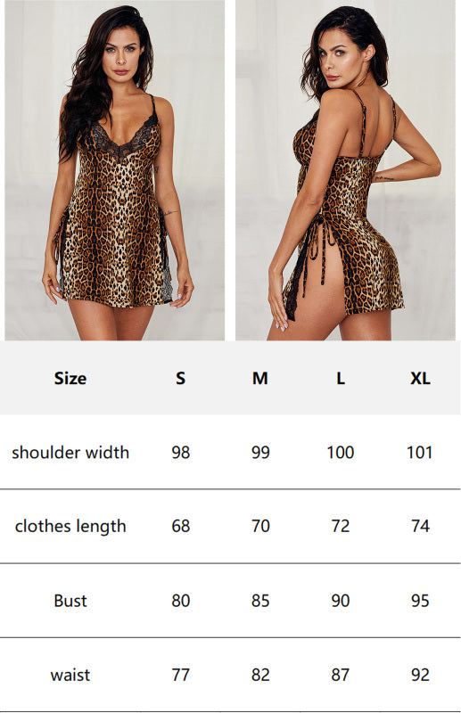 Women's V-Neck Leopard Print Nightdress