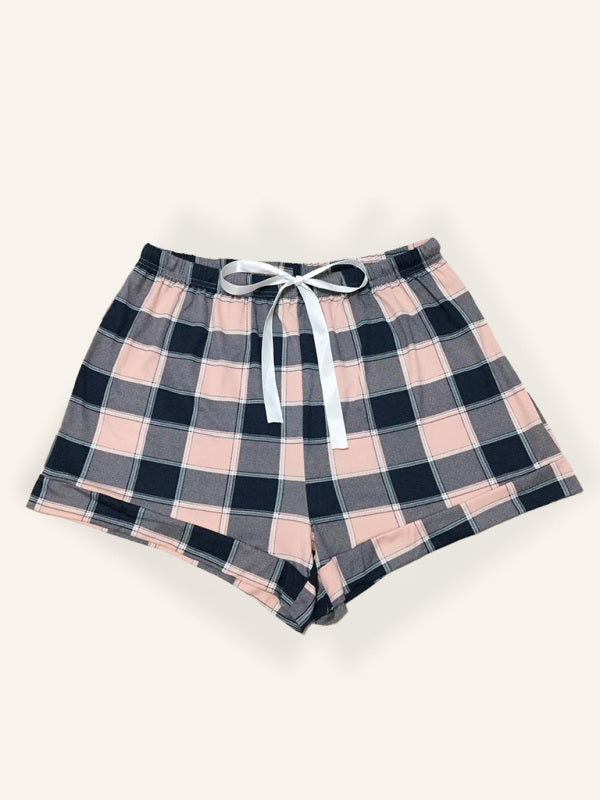 Women's Plus Size Knitted Casual Comfort Plaid Short Pyjama Shorts