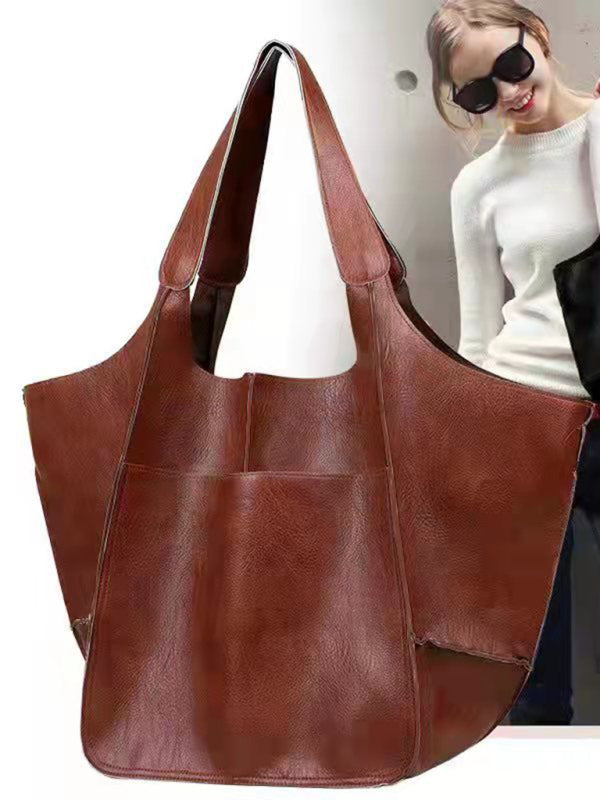 Women's Soft Leather Large Capacity One Shoulder Portable Tote Bag