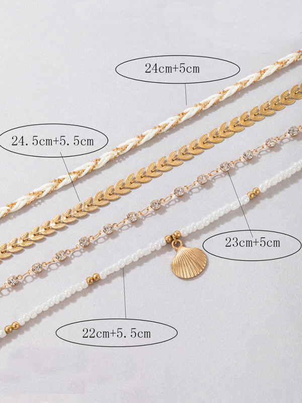 Women's Rice Shell four-layer Anklet