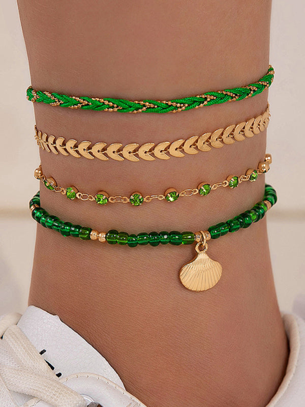 Women's Rice Shell four-layer Anklet