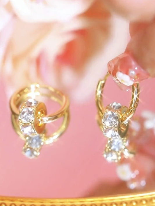 Women's versatile diamond Hoop Earrings