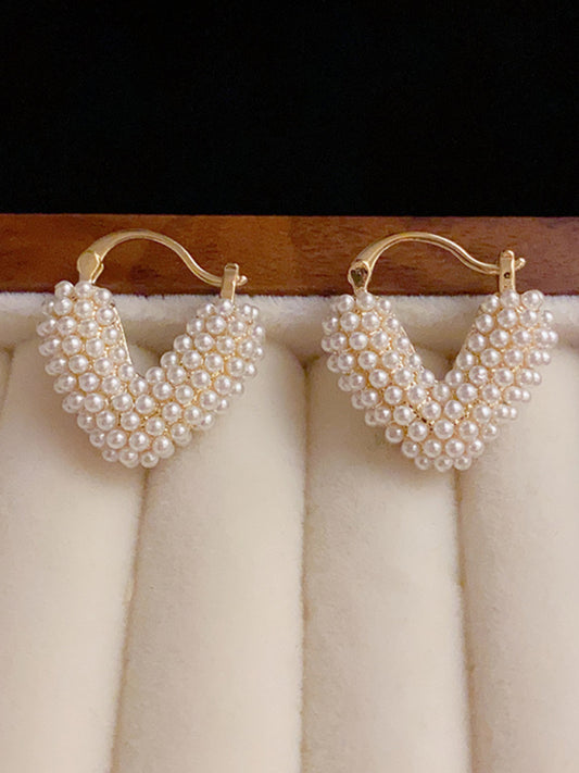 Women's Millet Beads love Heart Earrings