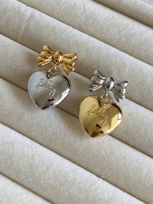 Women's versatile Love Heart bow Earrings