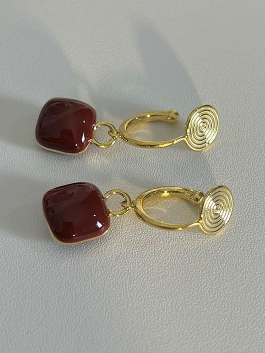 Women's Red Bean Clip Earrings